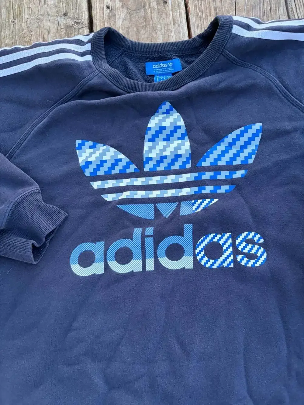 Adidas Originals Trefoil Logo Crewneck Sweatshirt with Pixel Graphic